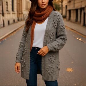 Doe & Rae Gray Textured Cardigan